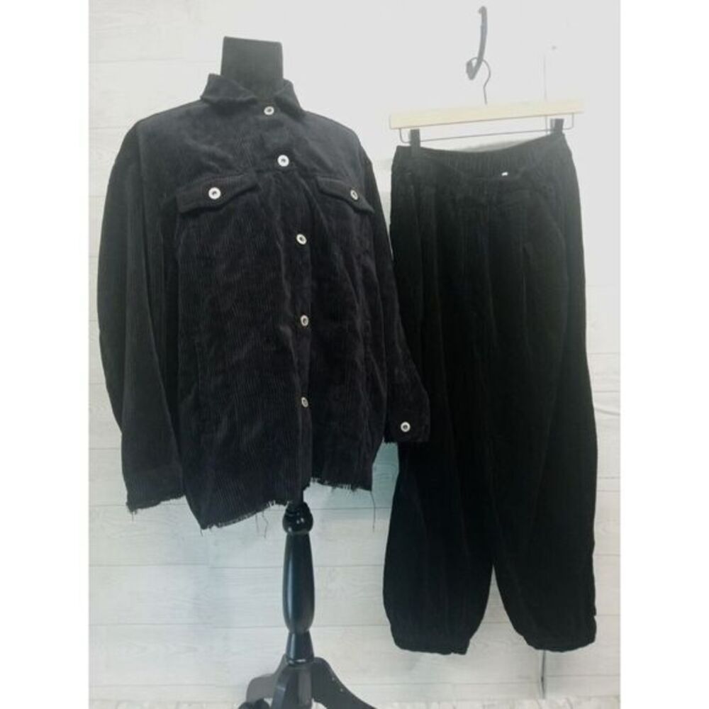 Love Tree/Unbranded Bundle Black Size M Corduroy Dress‎ Shirt & Wide Leg Pants